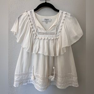 White flutter & eyelet top 0 by Sea New York
